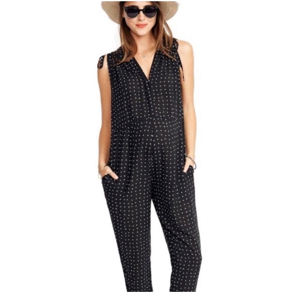 Hatch Black Polka Dot Sleeveless Jumpsuit